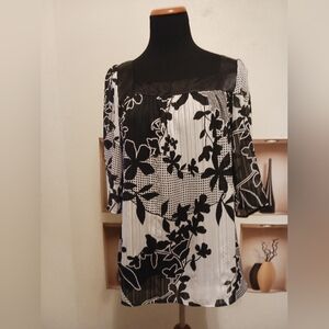 Feminine AGB Black & White Floral Blouse - Only $13!